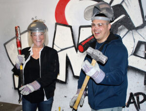 Jen Barr of Newfane and Brandon Clouser of Batavia at Smash Therapy in Henrietta.