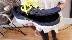 Sample of modified sneakers made by Jill Glidden. Her technology is now patent pending.