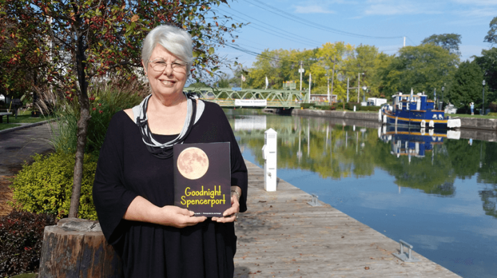 Cancer survivor Terry Werth, 71, in front of the Erie Canal. She has recently published “Goodnight Spencerport,” a children’s book set in the west side village of Spencerport.