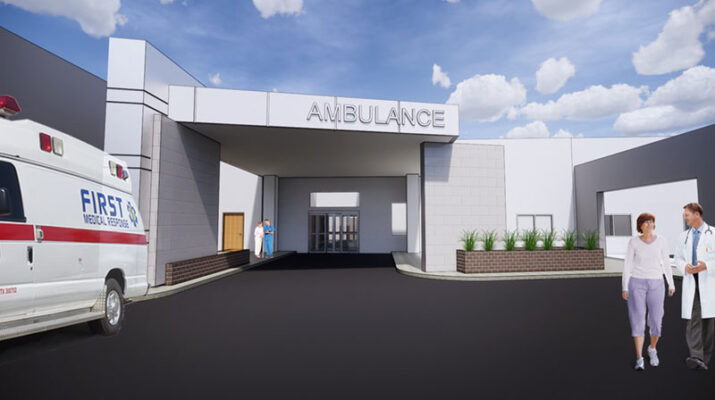 Architectural rendering of the proposed emergency department at Clifton Springs Hospital.